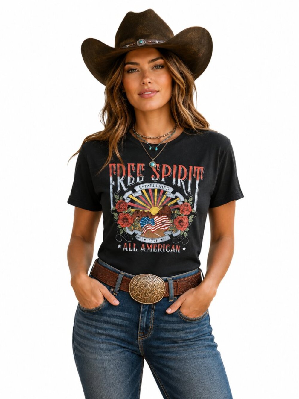 Goodie Two Sleeves Free Spirit All American Graphic Tee Small NWOT